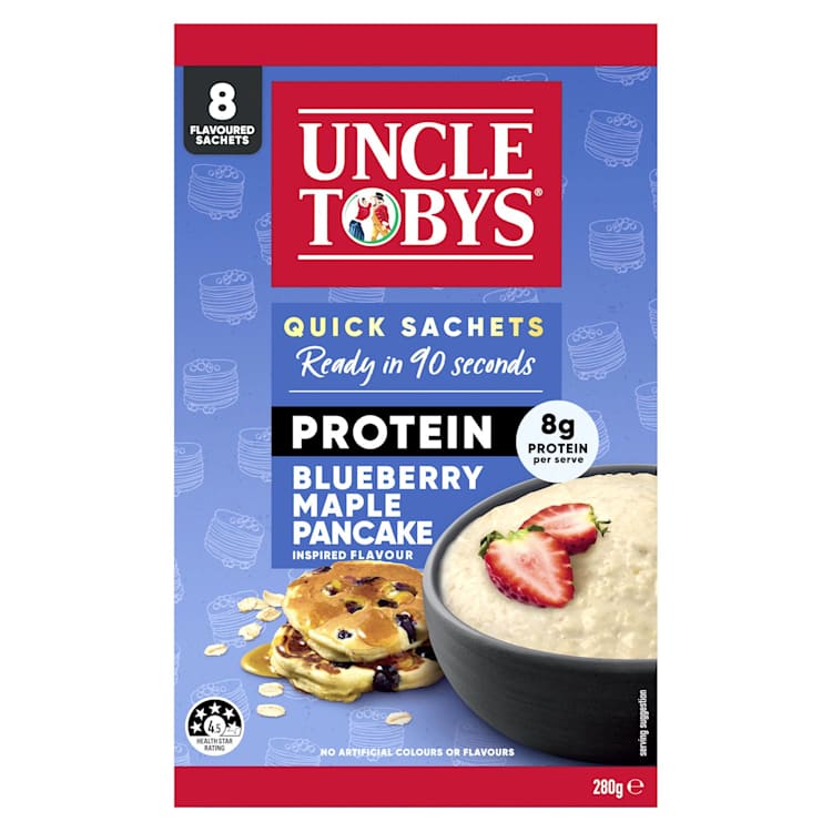 Uncle Tobys Oats Quick Sachets Breakfast Cereal  Protein Blueberry Maple