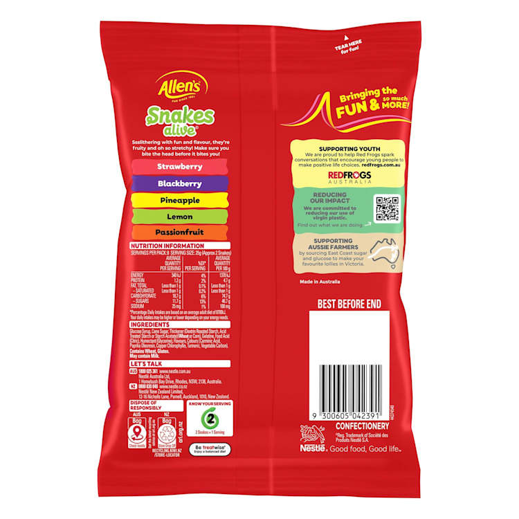 Allen's Snakes Alive Lollies Bag