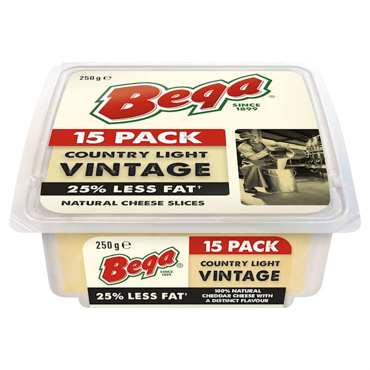 Bega Light Vintage 25% Reduced Fat Cheese 15 Pack