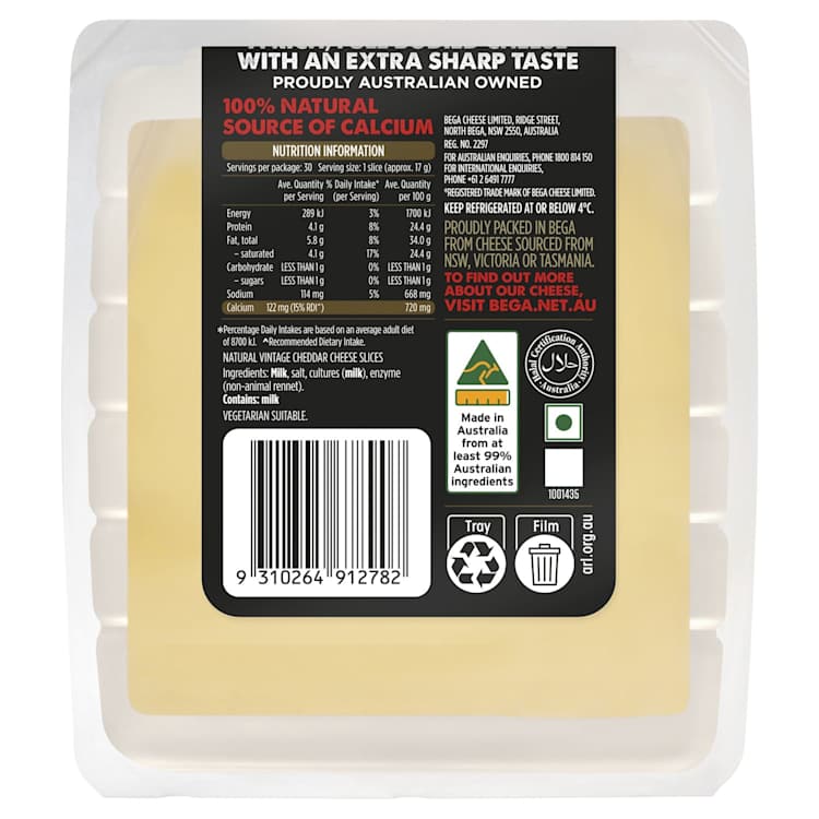 Bega Strong & Bitey Vintage Natural Cheese Slices