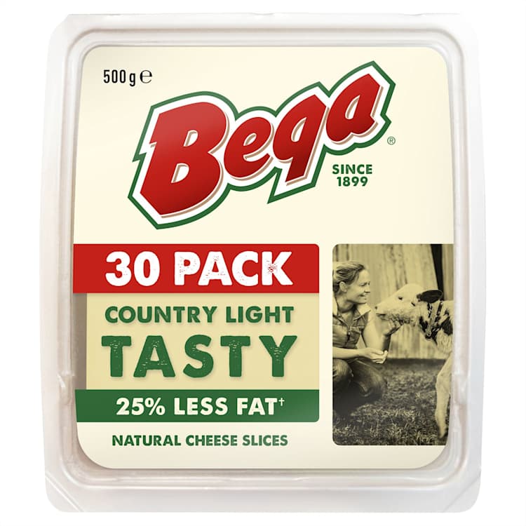 Bega Country Light Tasty 25% Less Fat Natural Cheese Slices