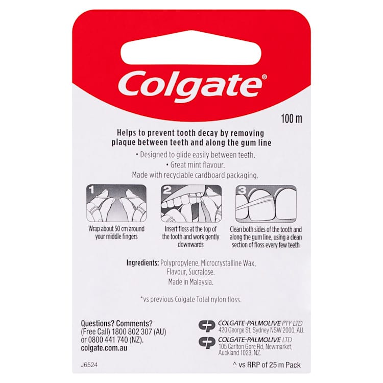Colgate Dental Ribbon Total Mint Waxed 100m