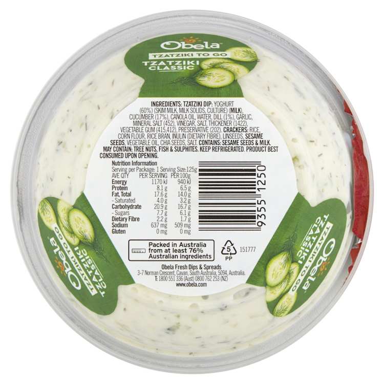 Obela Tzatziki To Go Classic & Sakata Crackers