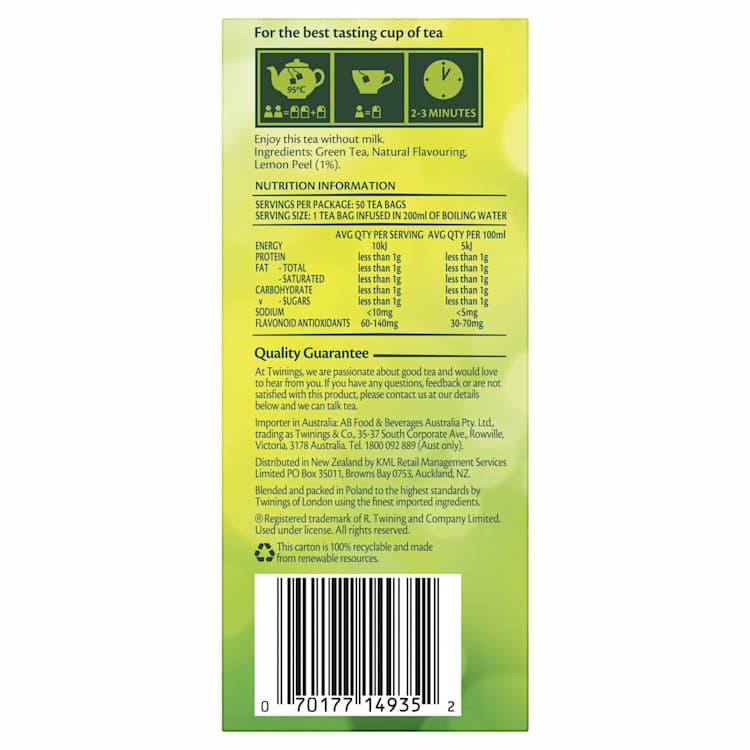 Twinings Green Tea & Lemon Tea Bags