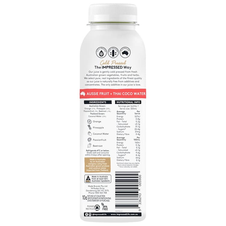 Impressed Sunny Side Up Cold Pressed Juice 325mL | IGA Shop Online