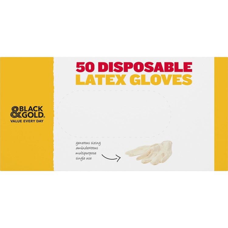 Black & Gold Disposable Latex Gloves