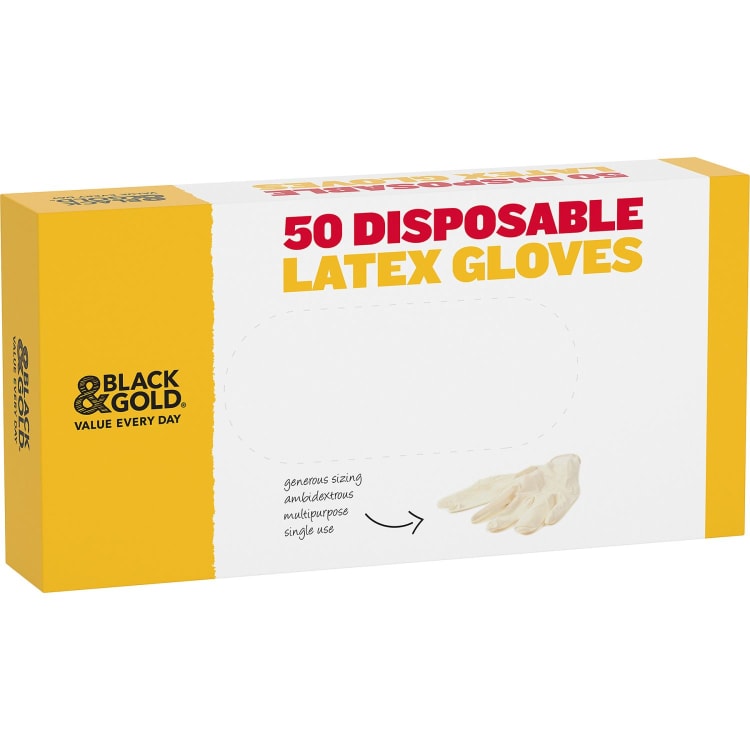 Black & Gold Disposable Latex Gloves