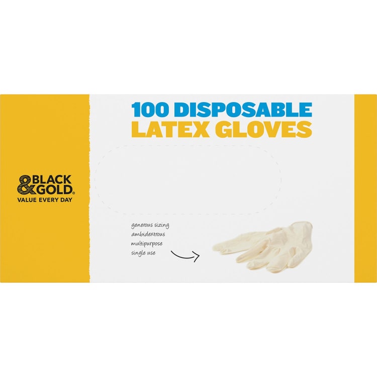 Black & Gold Disposable Latex Gloves