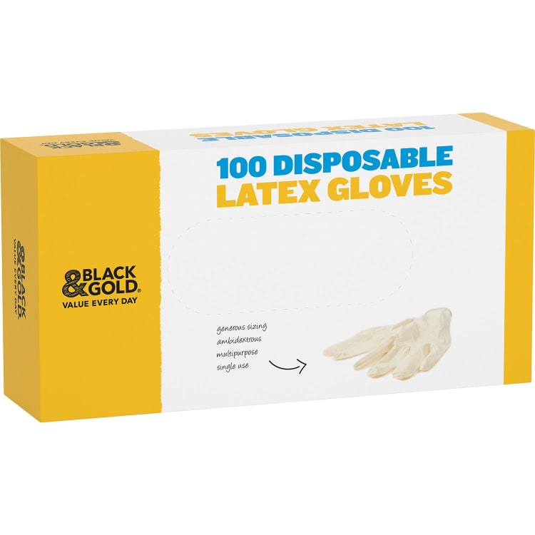 Black & Gold Disposable Latex Gloves