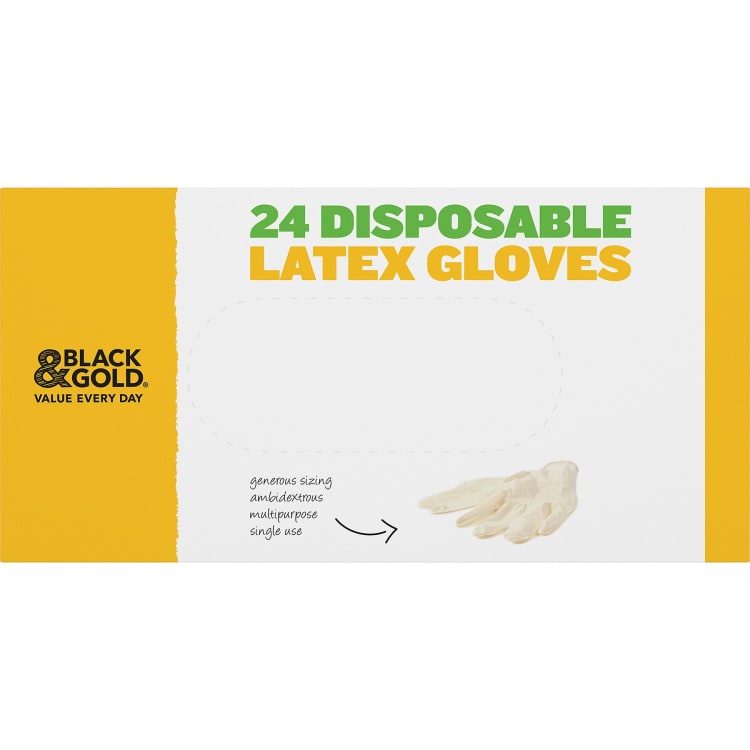 Black & Gold Disposable Latex Gloves