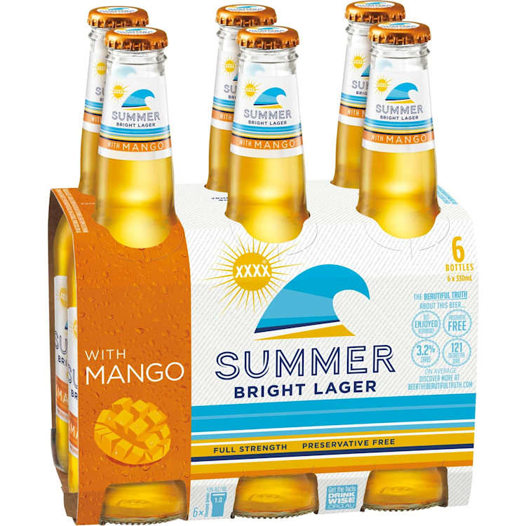 XXXX Summer Bright Lager with Mango Bottle