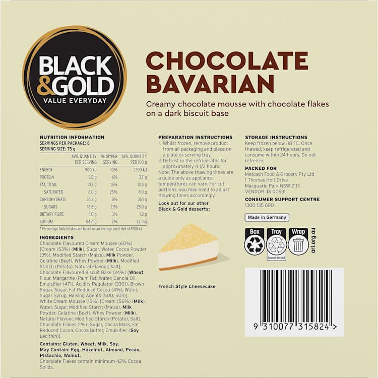 Black & Gold Chocolate Bavarian