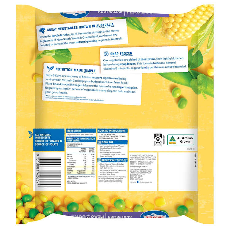 Birds Eye Snap Frozen Peas & Corn