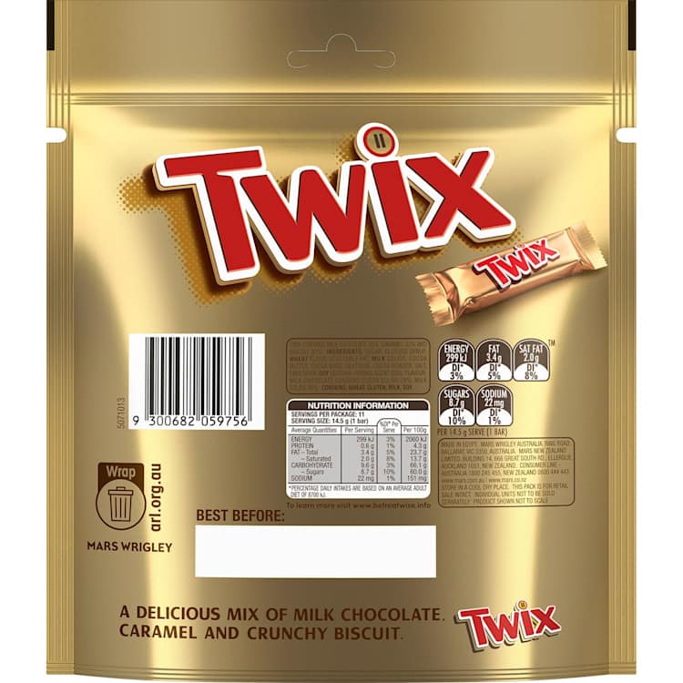 Twix Milk Chocolate Caramel Biscuit Party Share Bag