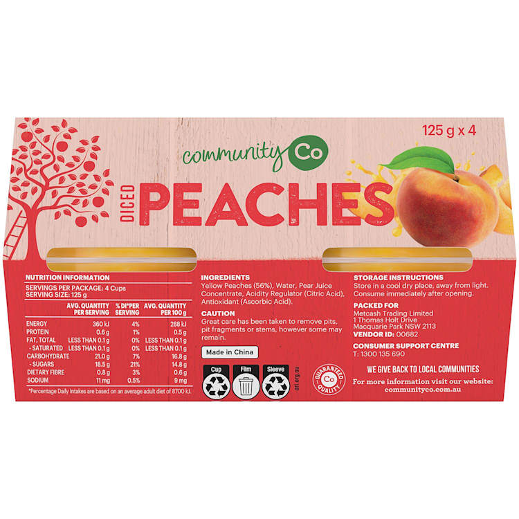 Community Co Diced Peach In Juice