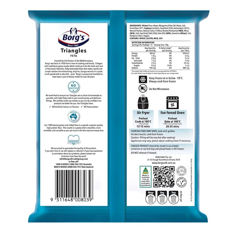 Borg's Triangles Feta Cheese Appertisers