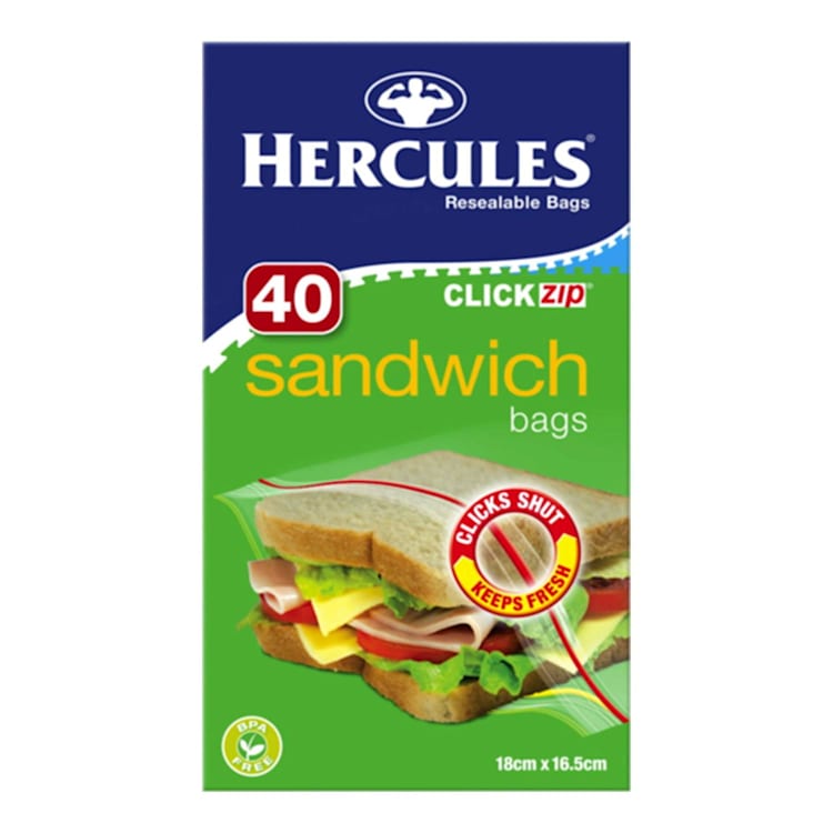 Hercules Click Zip Resealable Sandwich Bags
