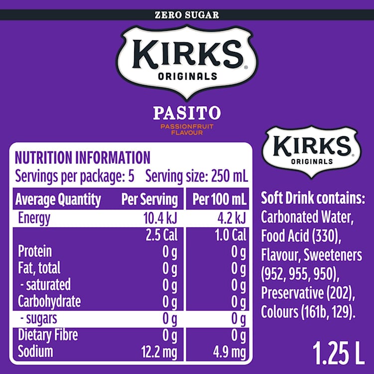 Kirks Sugar Free Pasito Passionfruit