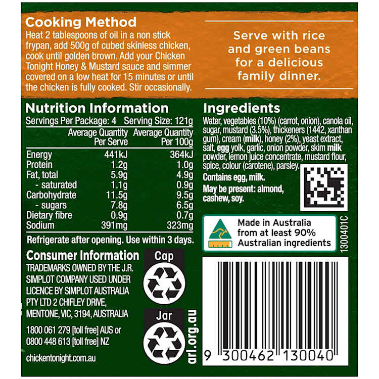 Chicken Tonight Honey Mustard Simmer Sauce