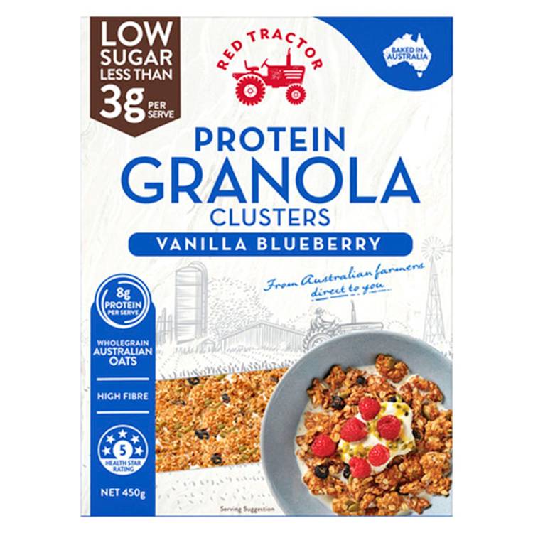 Red Tractor Protein Granola Clusters Vanilla Blueberry