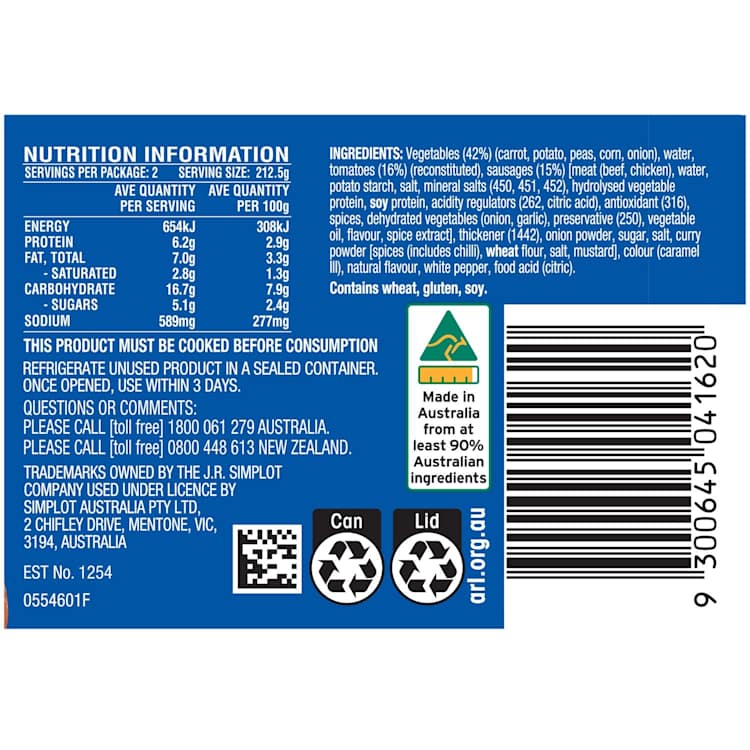 Harvest Sausages Vegetables