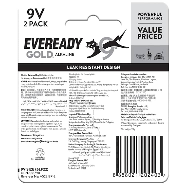 Eveready Gold 9V Batteries