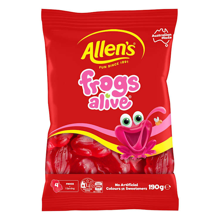 Allen's Frogs Alive Lollies Bag