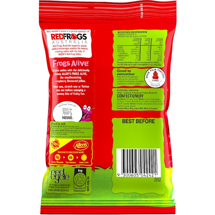 Allen's Frogs Alive Lollies Bag