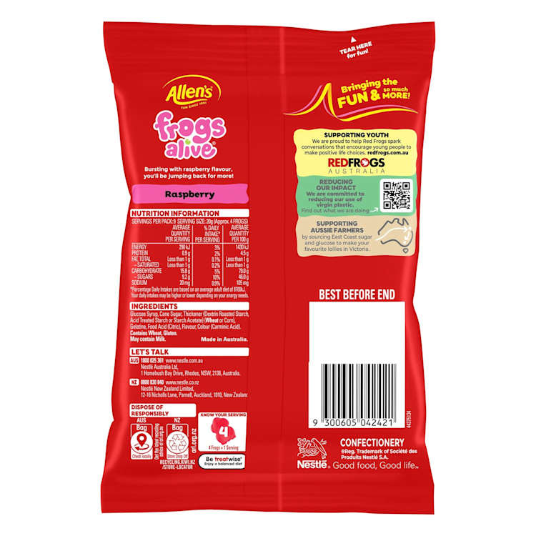 Allen's Frogs Alive Lollies Bag