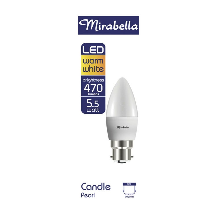 Mirabella Globe Led Candle 5.5 Watt Pearl In Warm White Bayonet