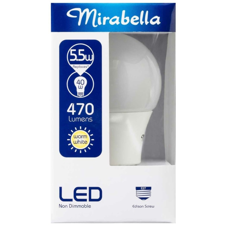 Mirabella LED 5.5W Warm White GLS Edison Screw Cap Globe