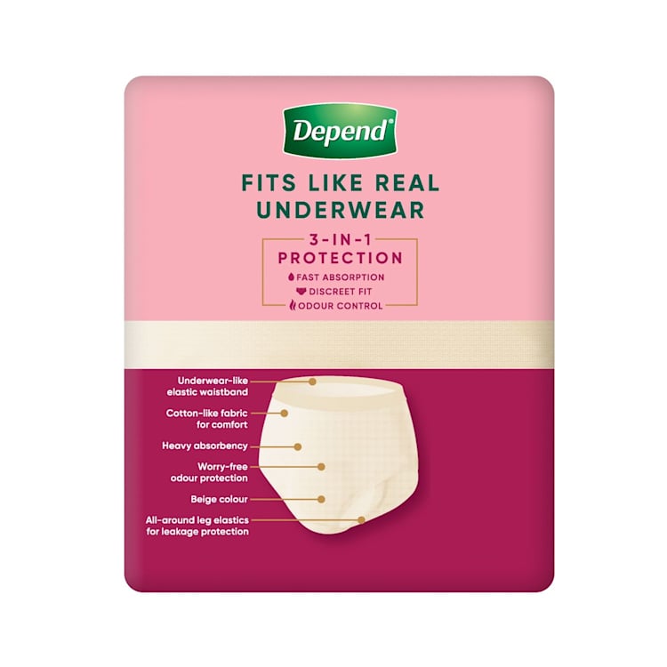 Depend Real Fit For Women Underwear, Heavy Absorbency, Medium