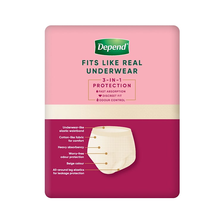 Depend Real Fit For Women Underwear, Heavy Absorbency, Large