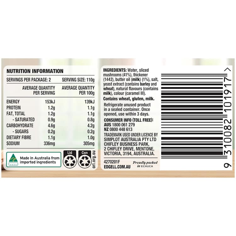 Edgell Sliced Mushrooms In Butter Sauce