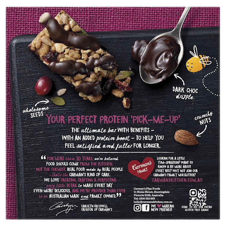 Carman's Gourmet Protein Bars Dark Choc & Cranberry