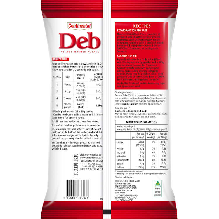 Deb mashed potato shop