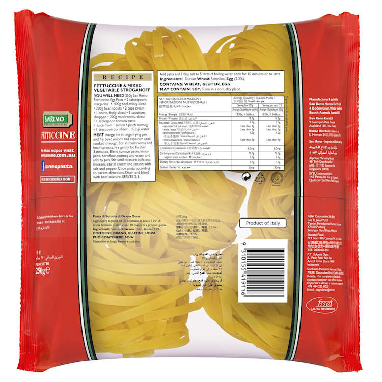 San Remo Fettuccine Egg Noodle Pasta