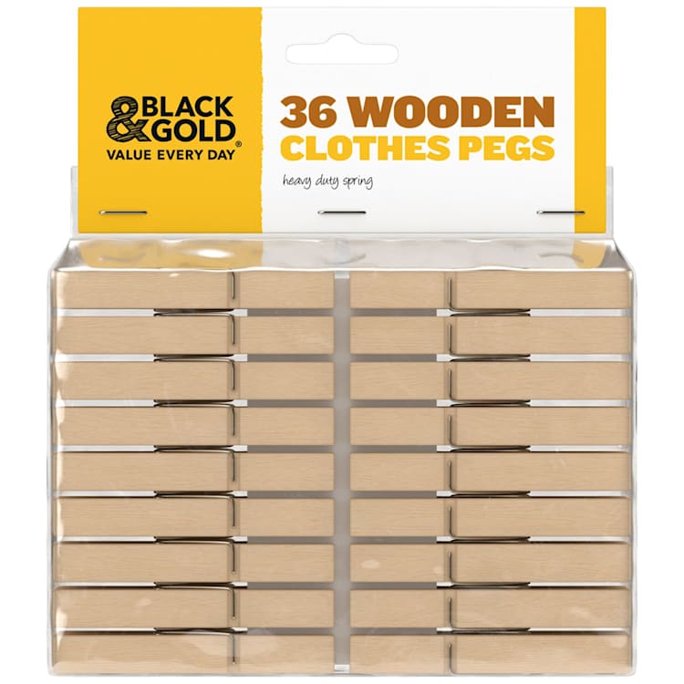 Black & Gold Clothes Pegs Wood