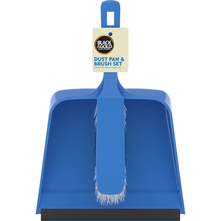 Black & Gold Dust Pan & Brush Set