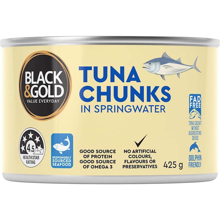 Black & Gold Tuna Chunks In Springwater