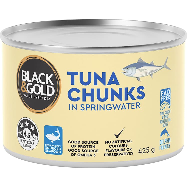 Black & Gold Tuna Chunks In Springwater