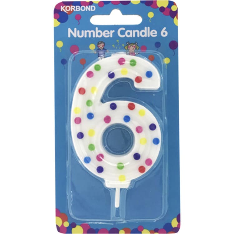 Korbond Number 6 Birthday Candle