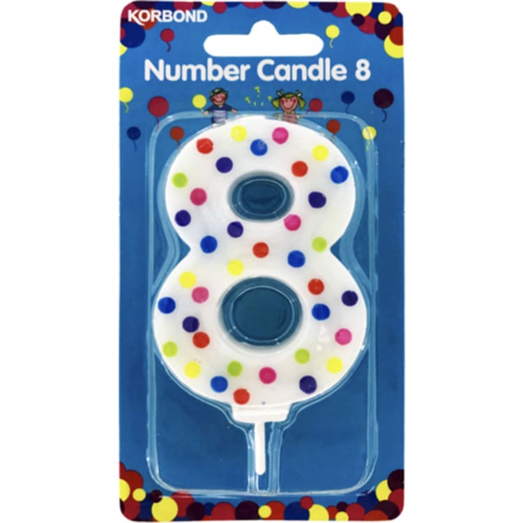 Korbond Number 8 Birthday Candle