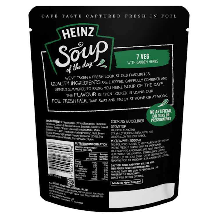 Heinz Soup Of The Day Pouch 7 Veg Garden Herb