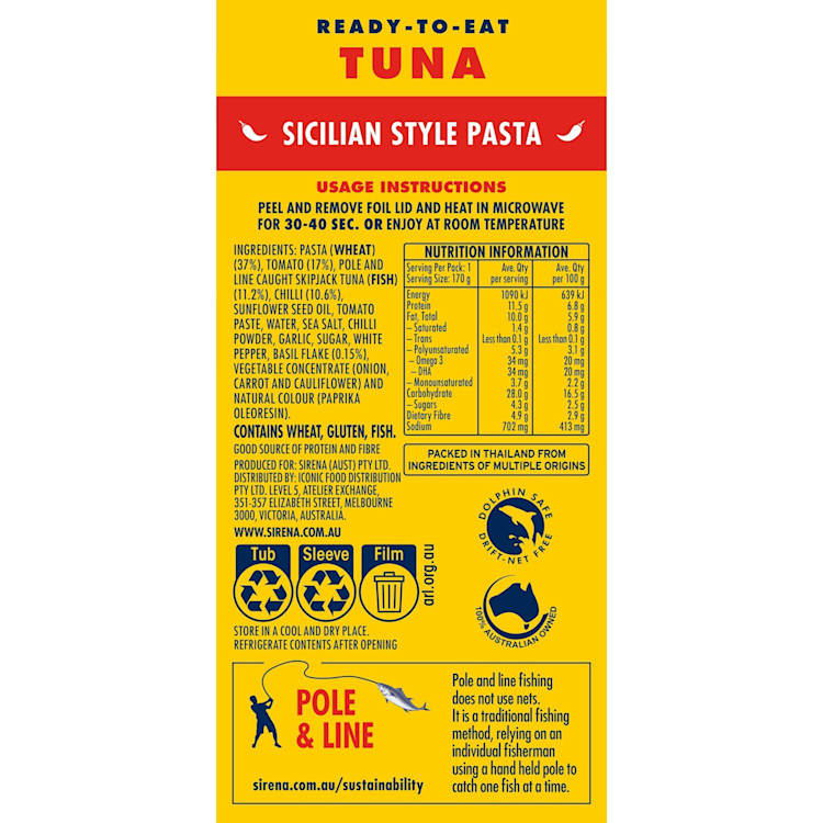 Sirena Sicilian Style Pasta With Tuna