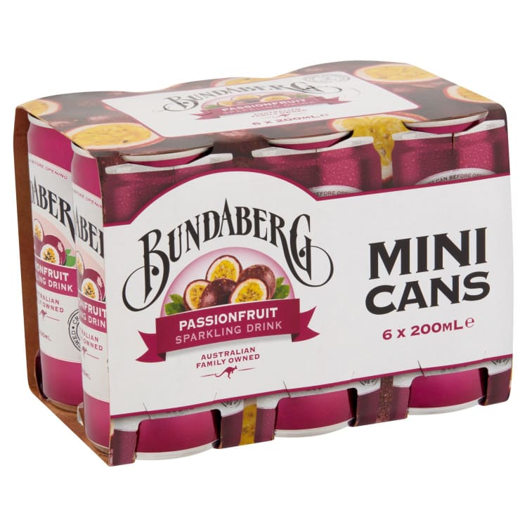 Bundaberg Passionfruit Sparkling Drink Mini Cans