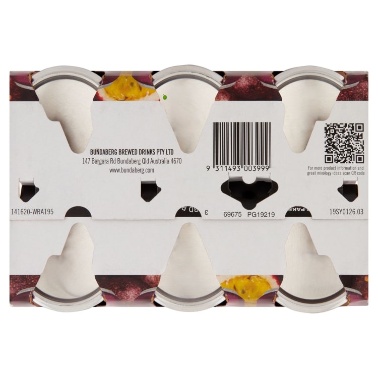 Bundaberg Passionfruit Sparkling Drink Mini Cans
