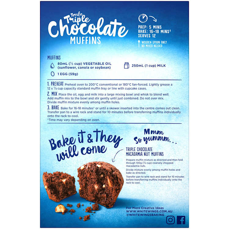 White Wings Muffin Mix Triple Chocolate