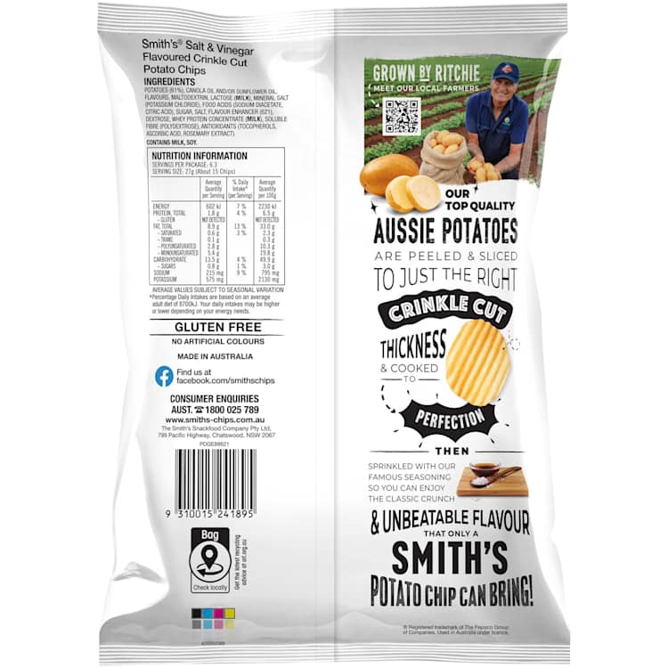 Smith's Crinkle Cut Potato Chips Salt & Vinegar