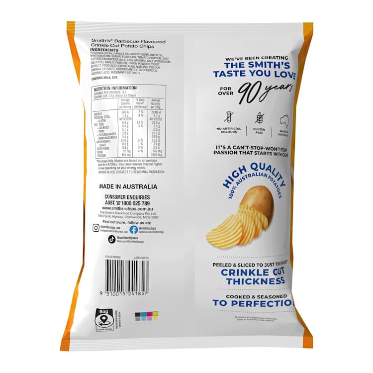 Smith's Crinkle Cut Potato Chips Barbecue